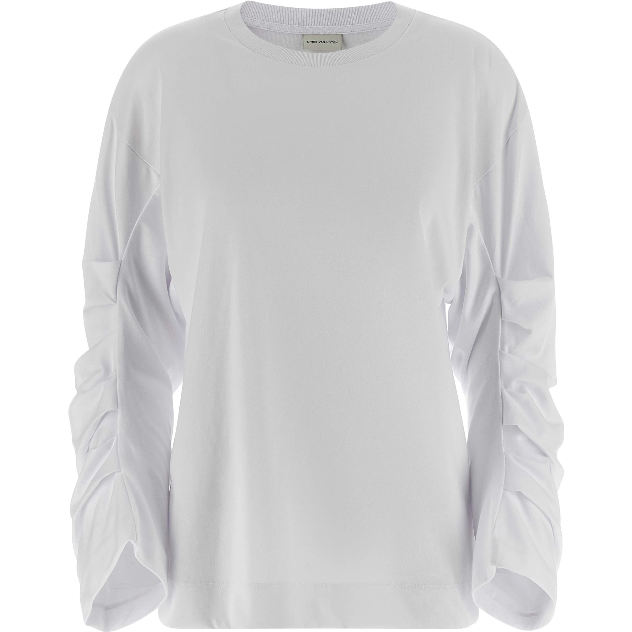 White Cotton Long Sleeve T-Shirt