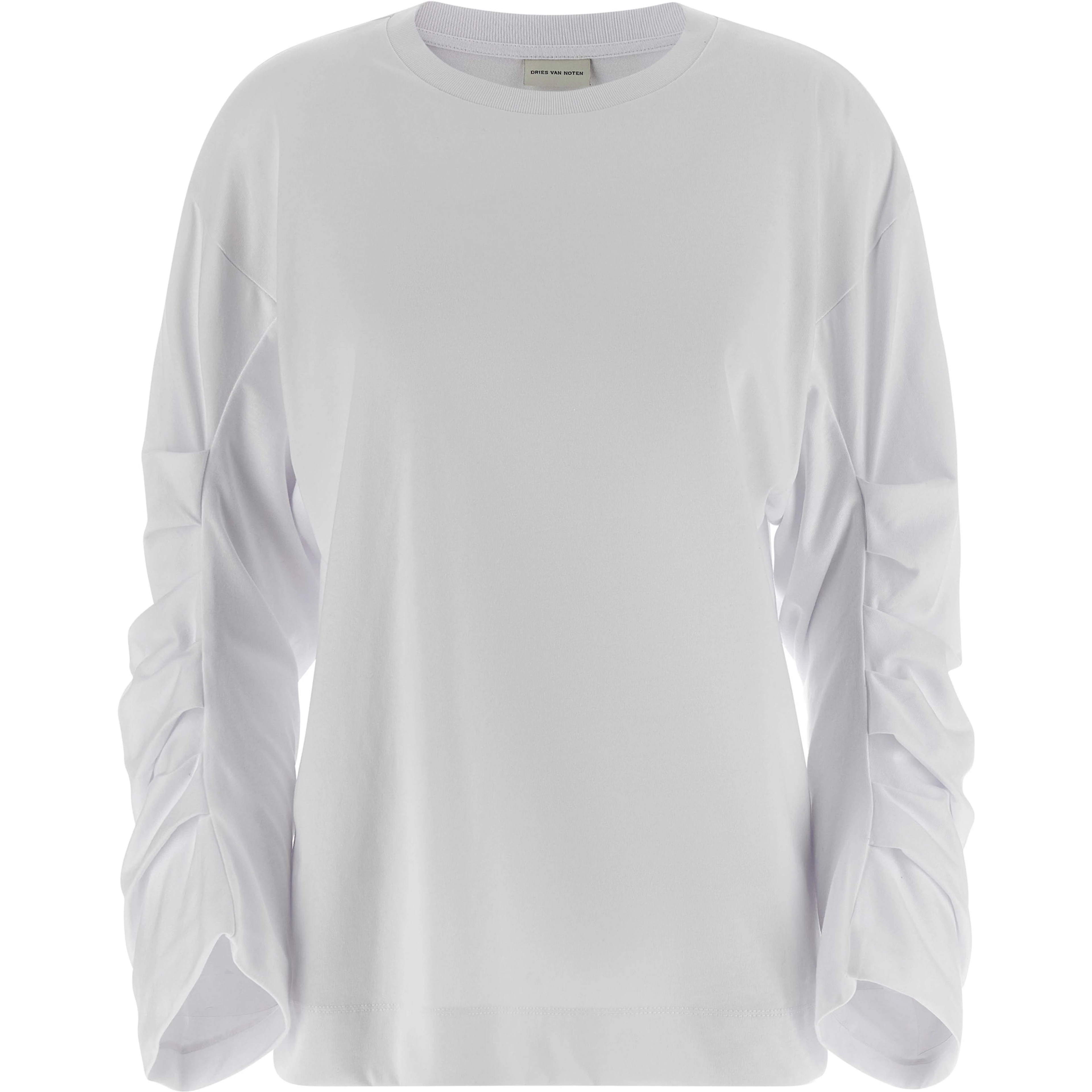 White Cotton Long Sleeve T-Shirt