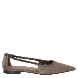 Gray Leather Ballet Flats