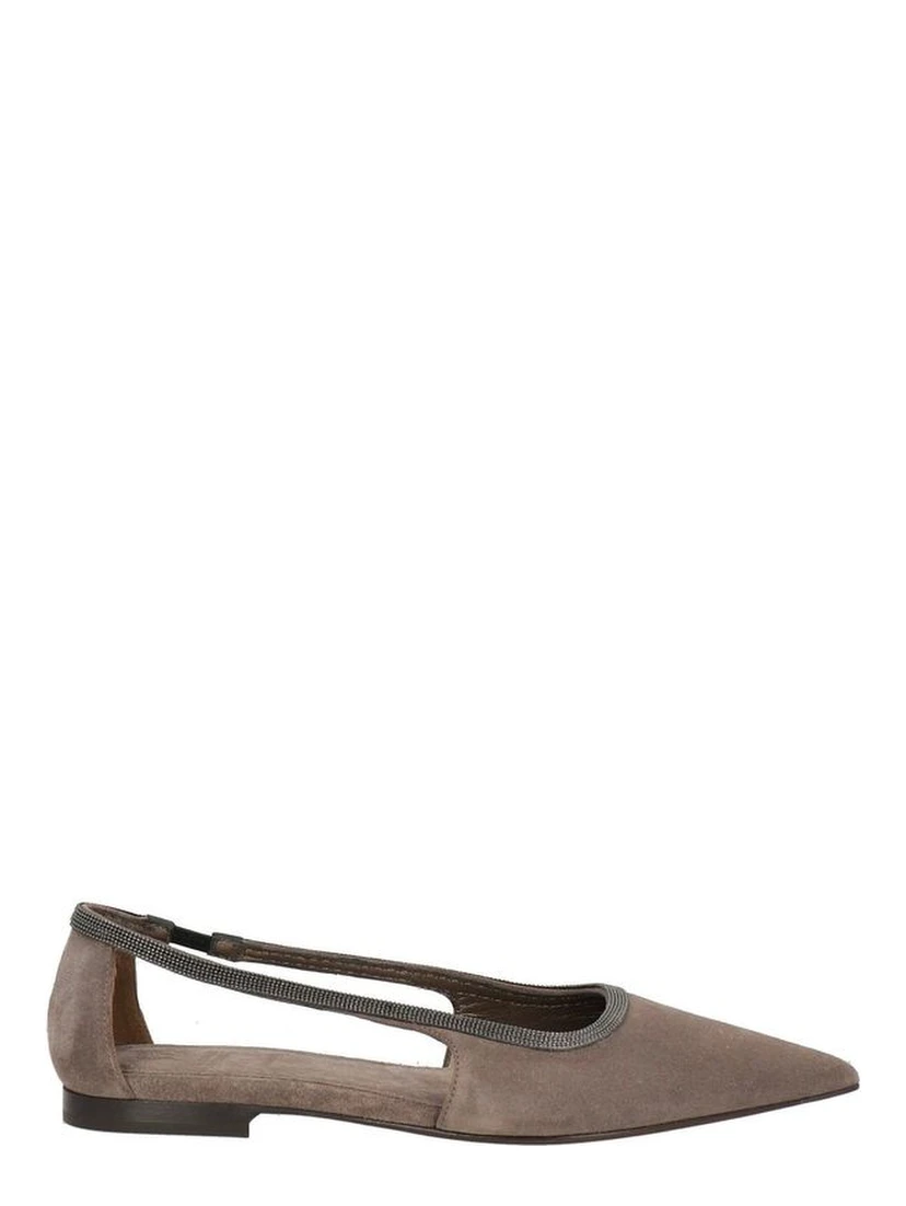 Gray Leather Ballet Flats
