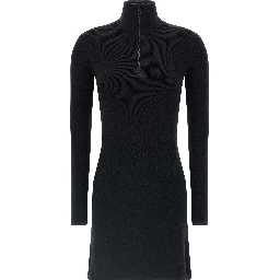 Black Merino Wool Short Dress