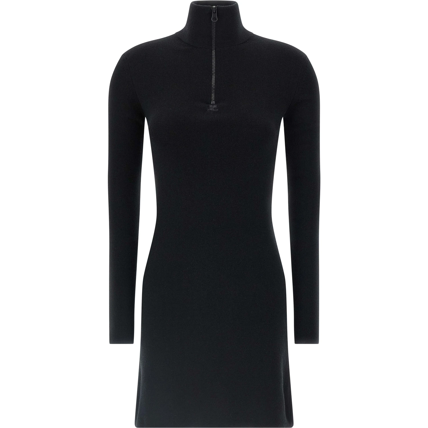 Black Merino Wool Short Dress