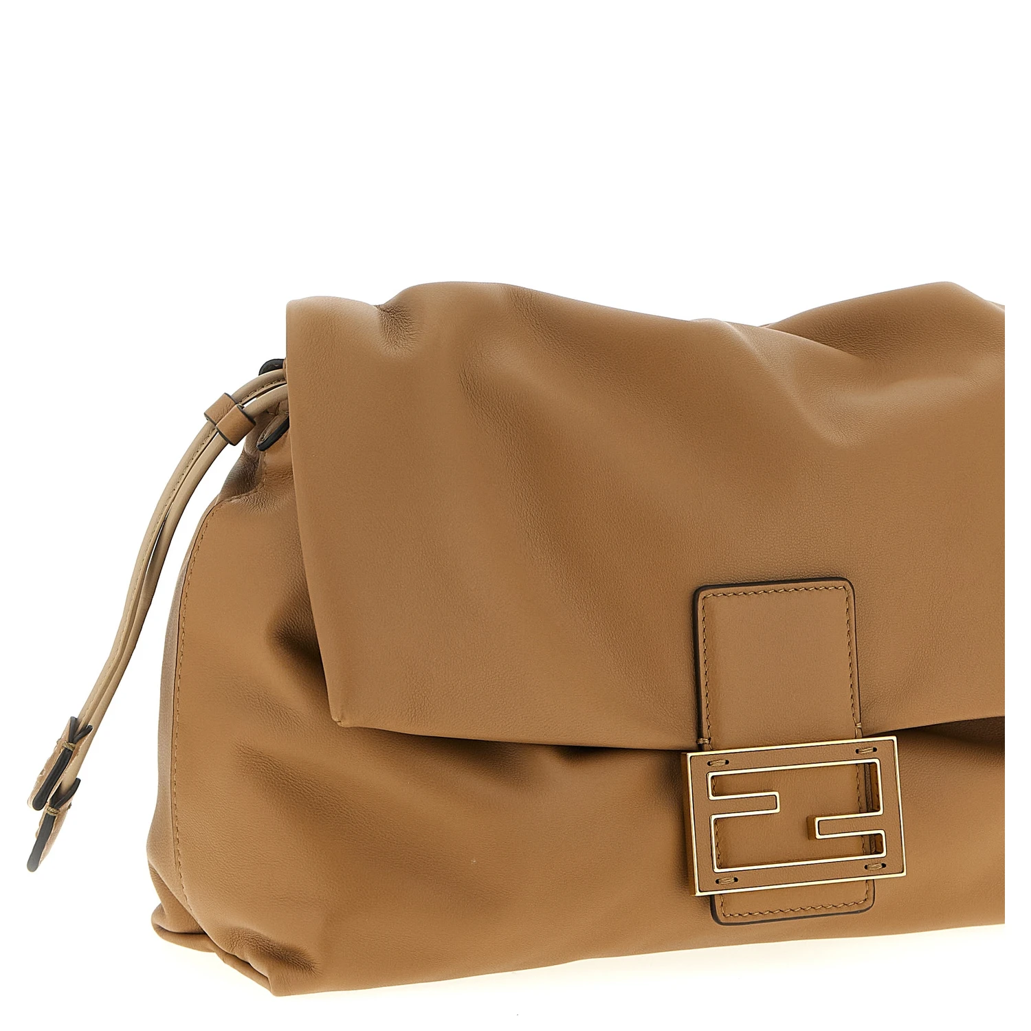 Beige Lamb Leather Shoulder Bag