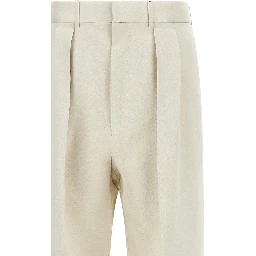 Beige Cotton Casual Pants