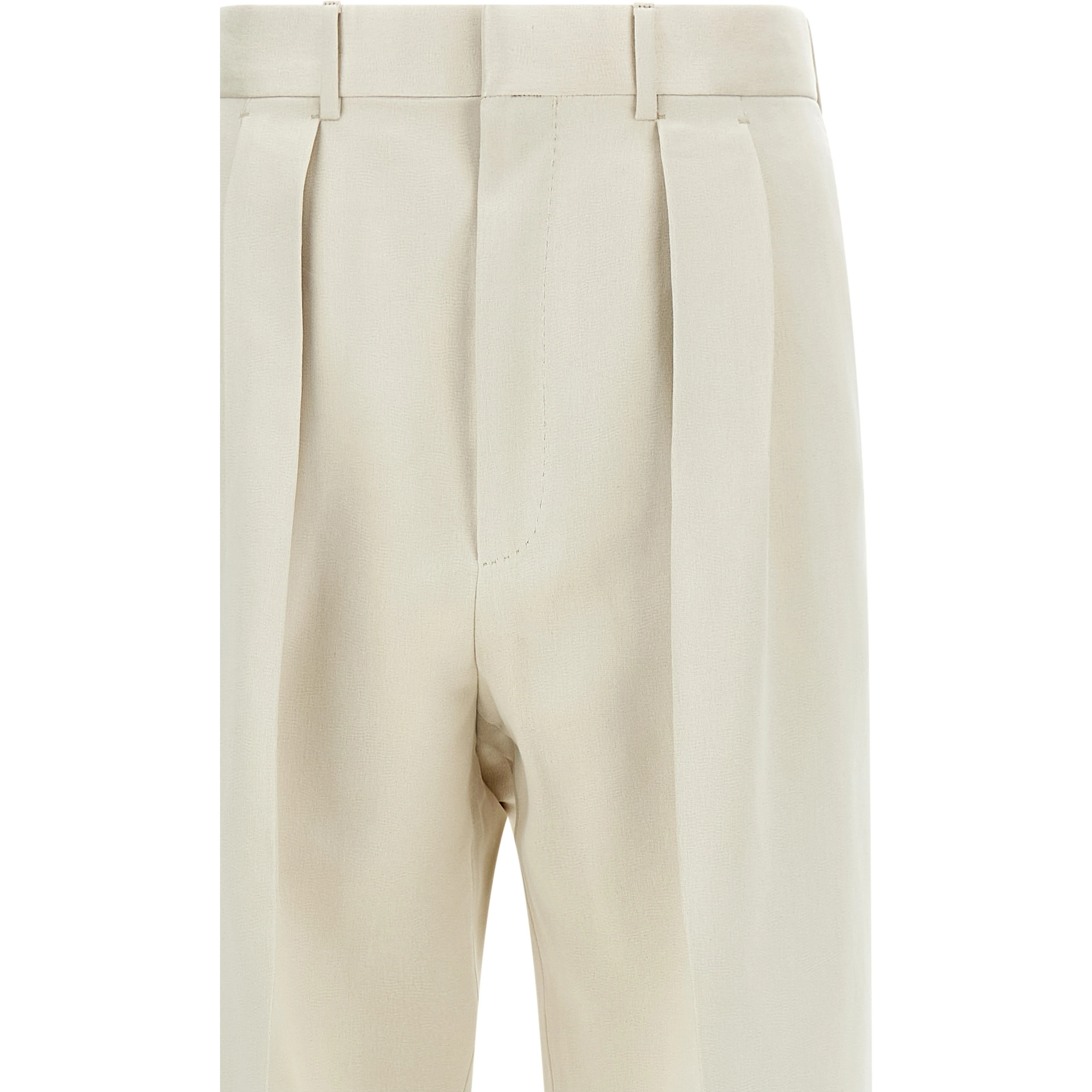 Beige Cotton Casual Pants