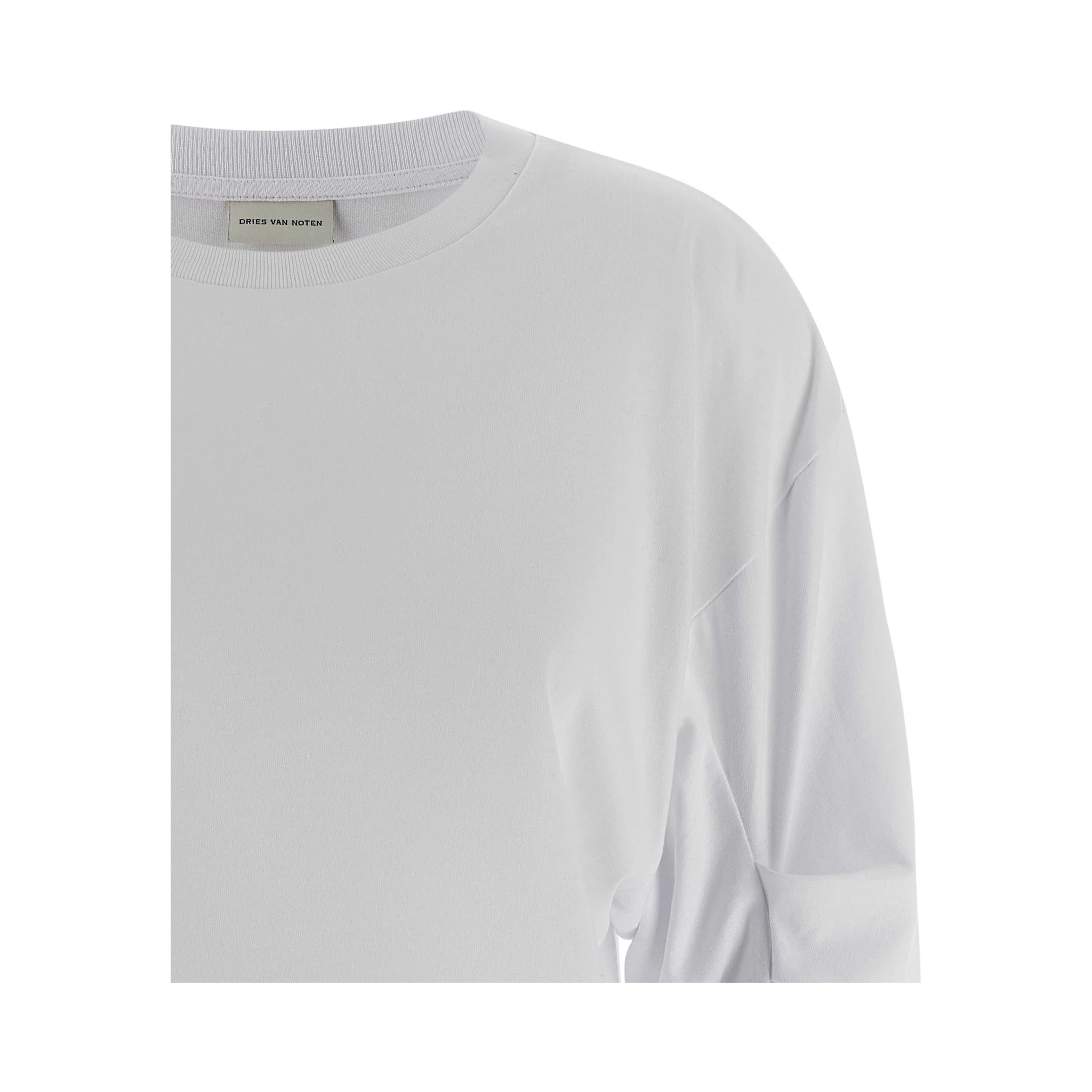 White Cotton Long Sleeve T-Shirt