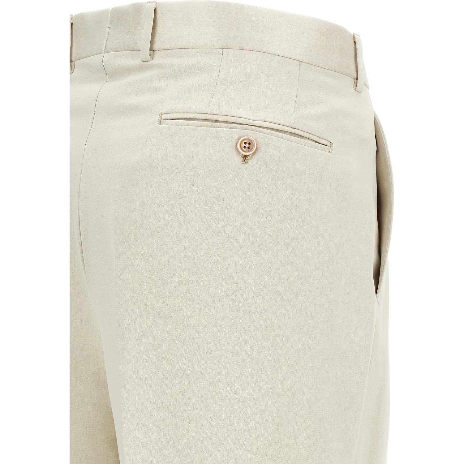 Beige Cotton Casual Pants
