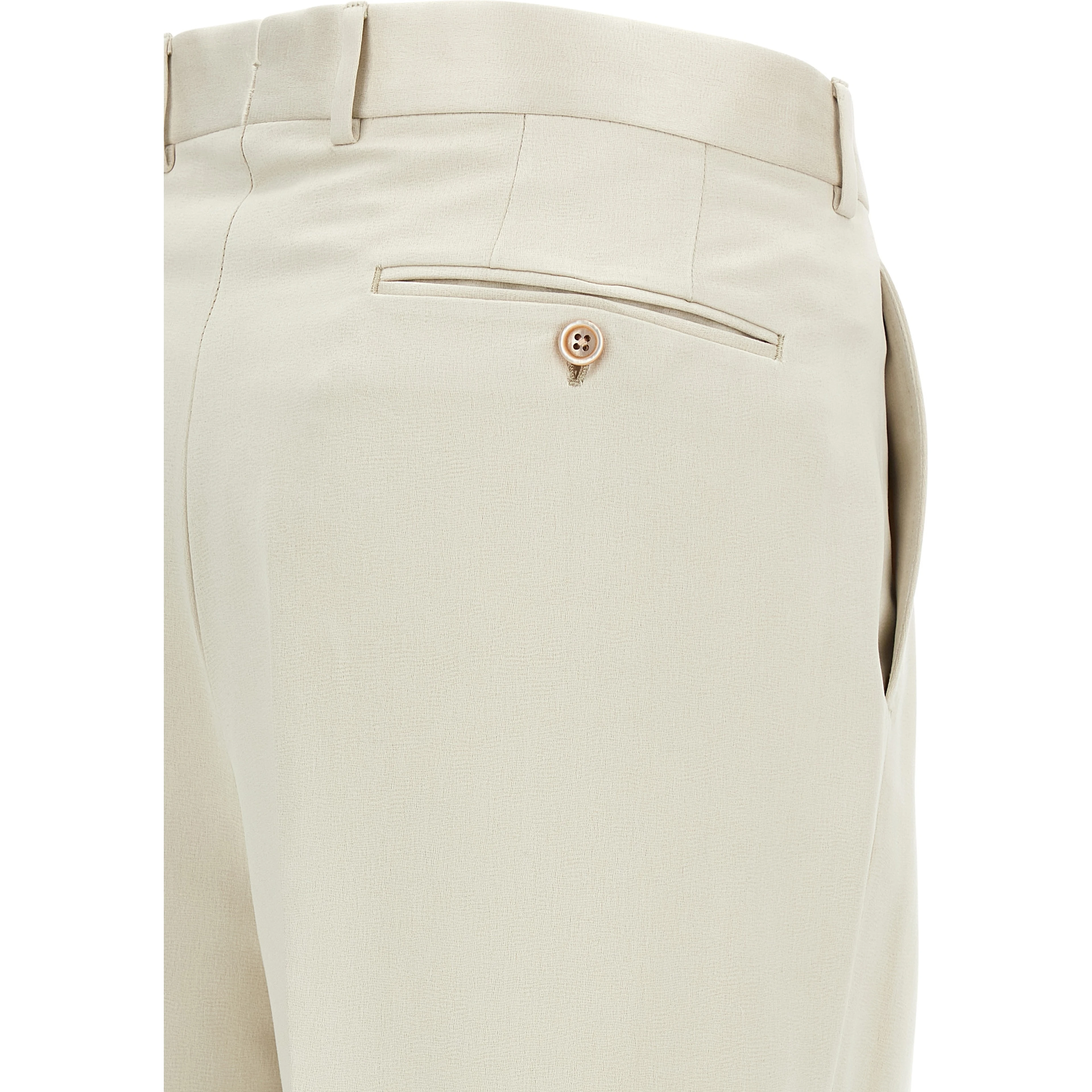 Beige Cotton Casual Pants