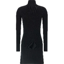 Black Merino Wool Short Dress