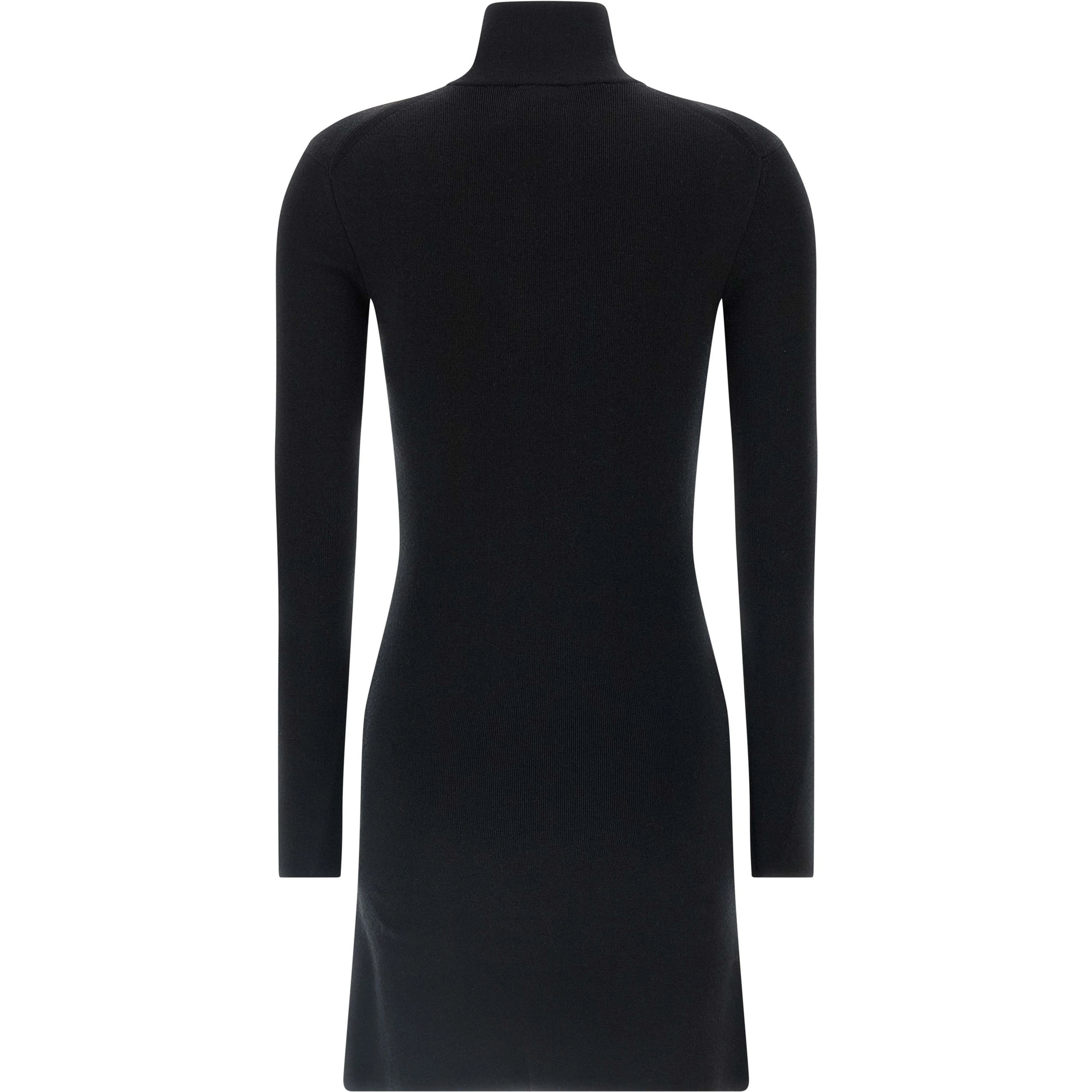Black Merino Wool Short Dress