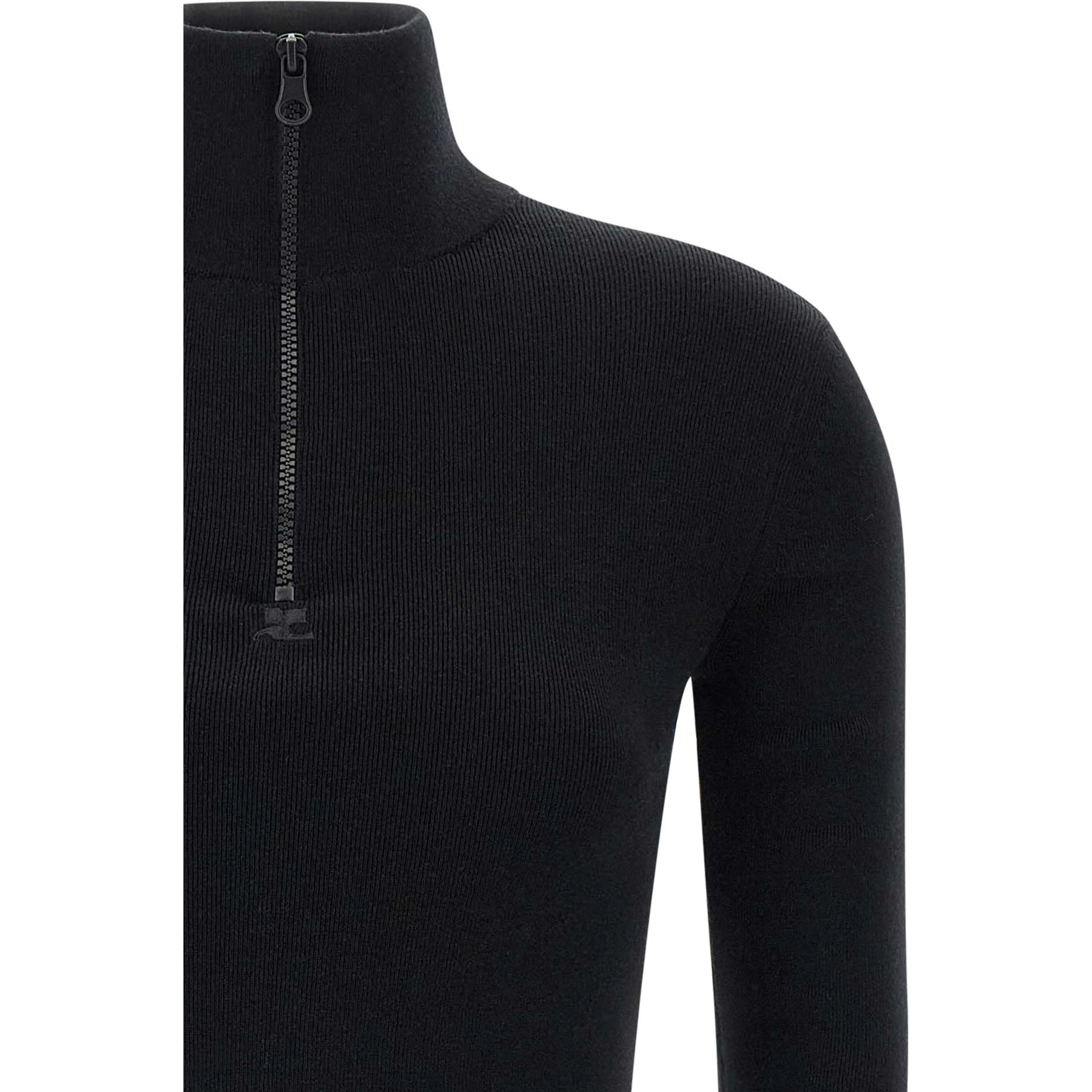 Black Merino Wool Short Dress