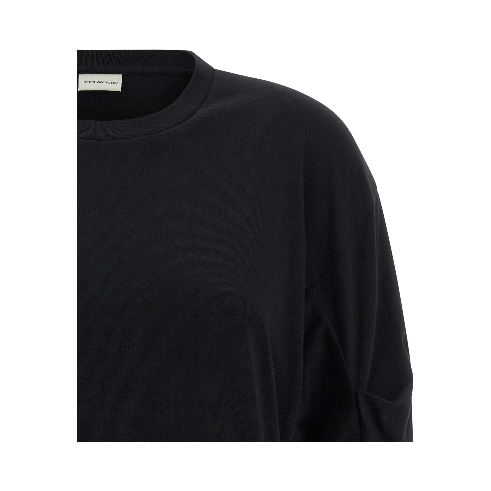 Black Cotton Long Sleeve T-Shirt