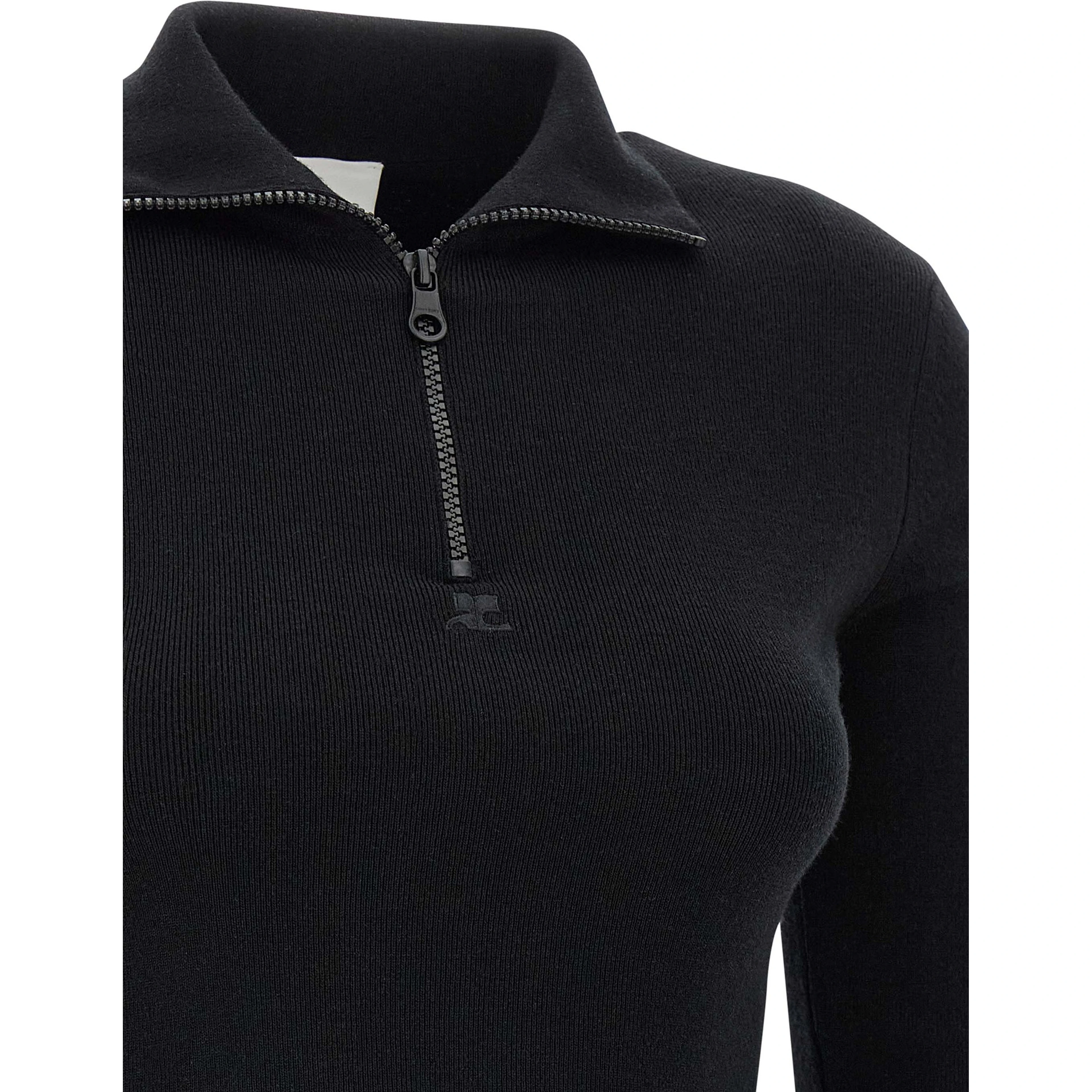 Black Merino Wool Short Dress