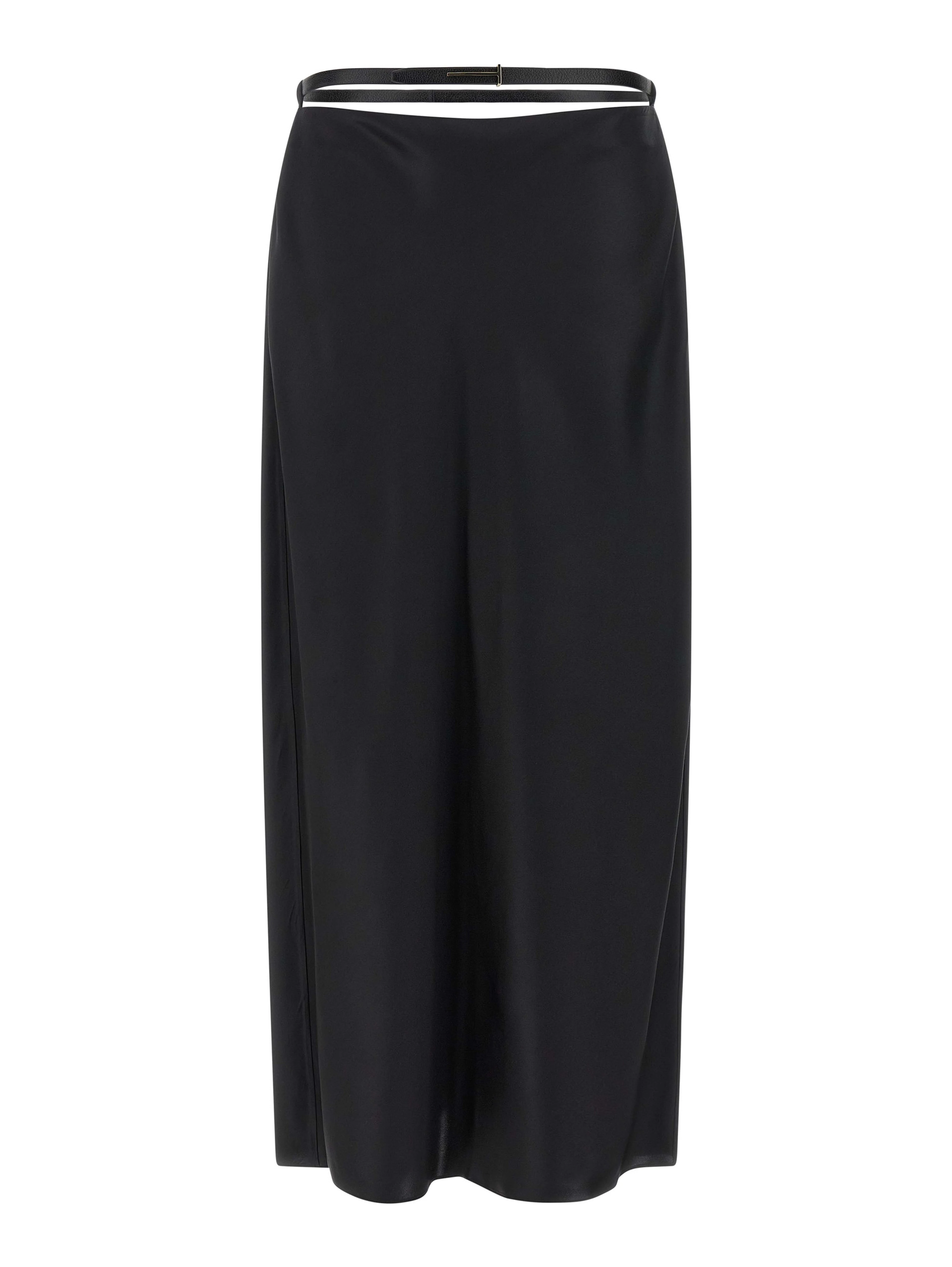 Black Silk Midi Skirt