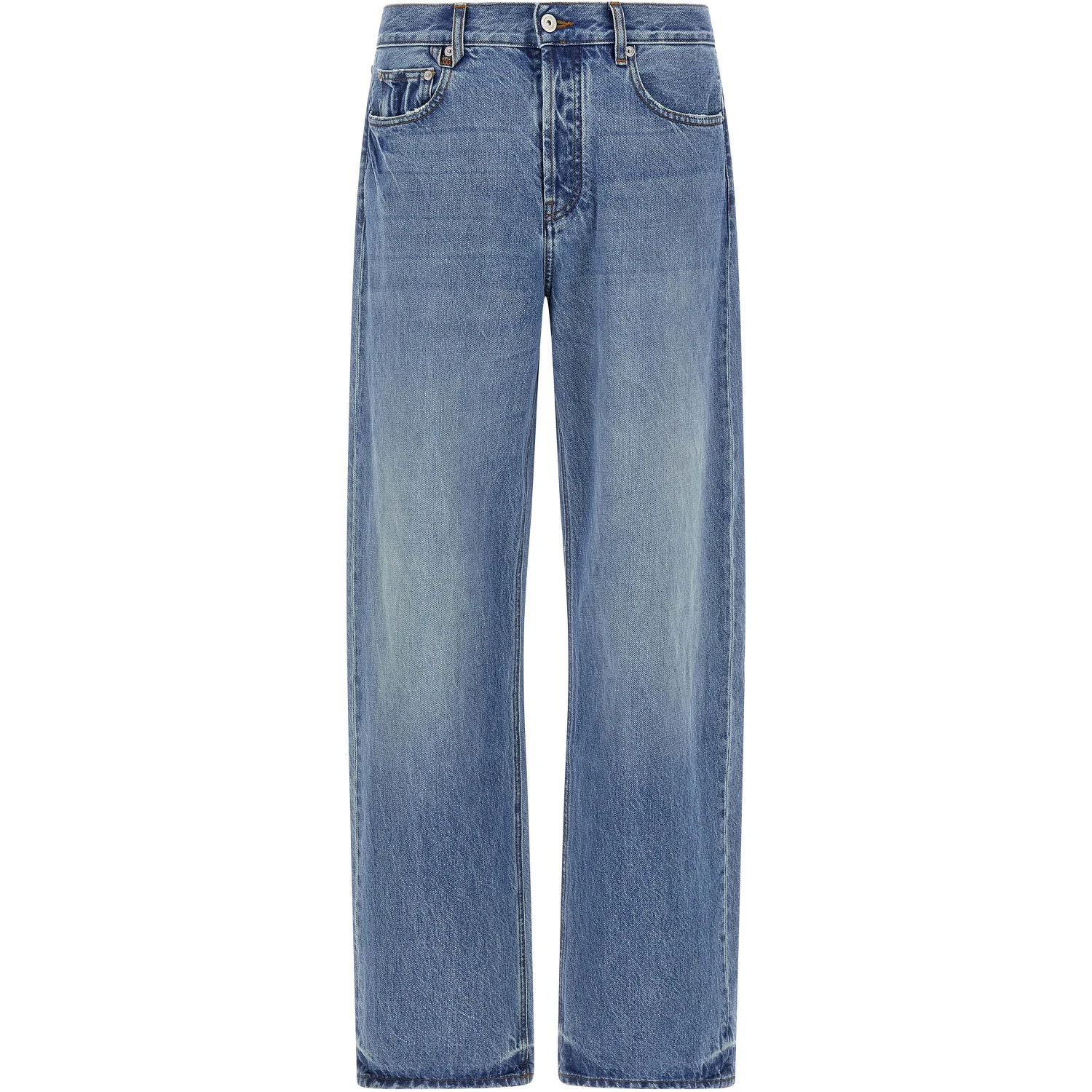 Blue Cotton Straight-Leg Jeans