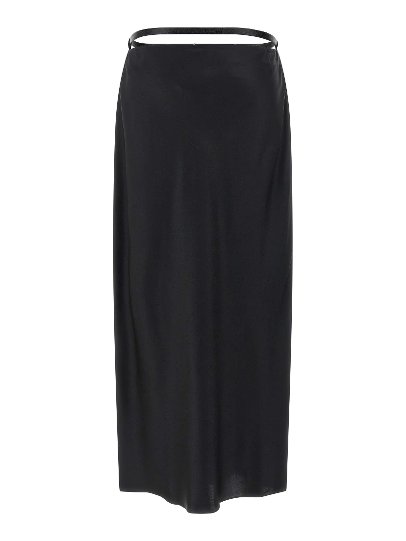 Black Silk Midi Skirt