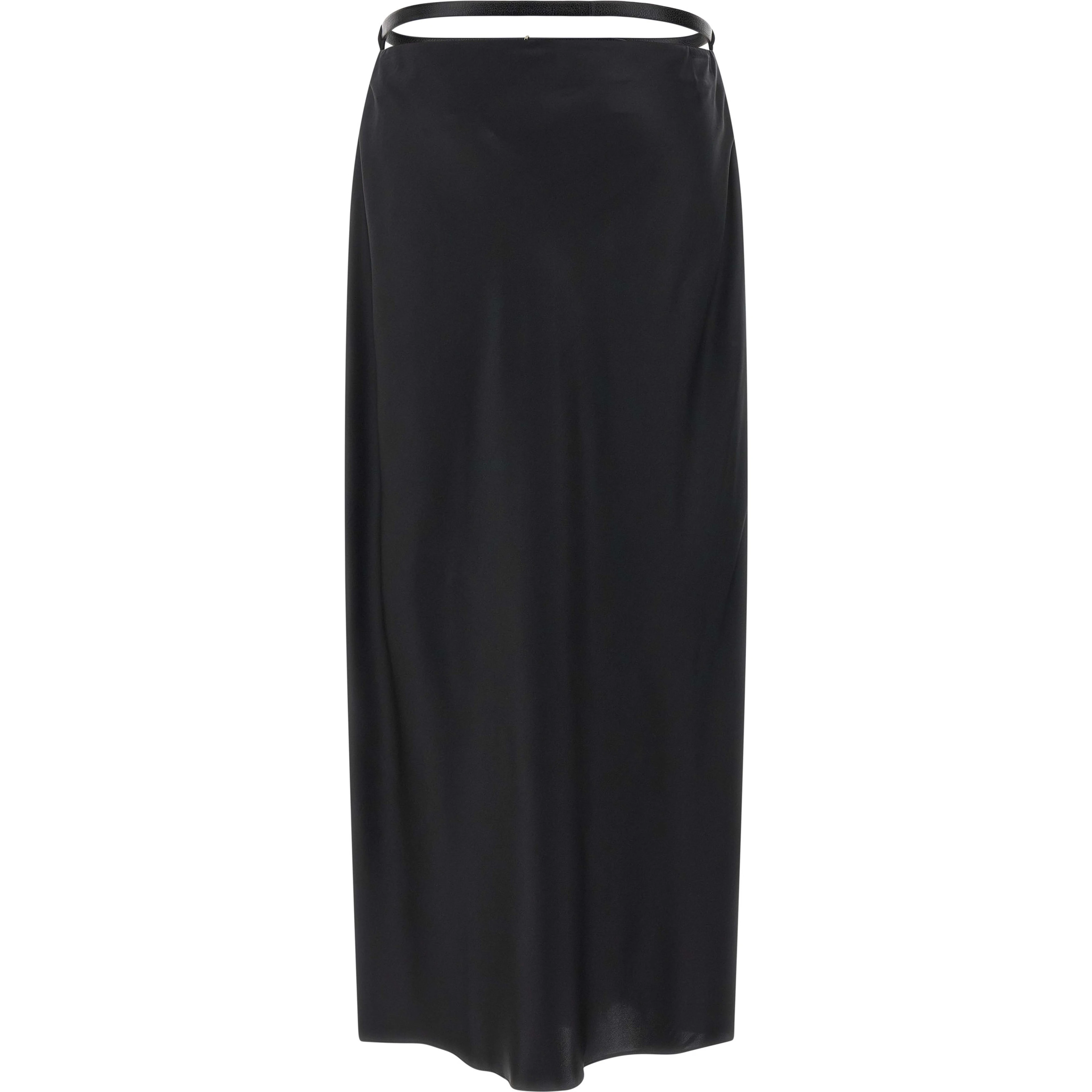 Black Silk Midi Skirt