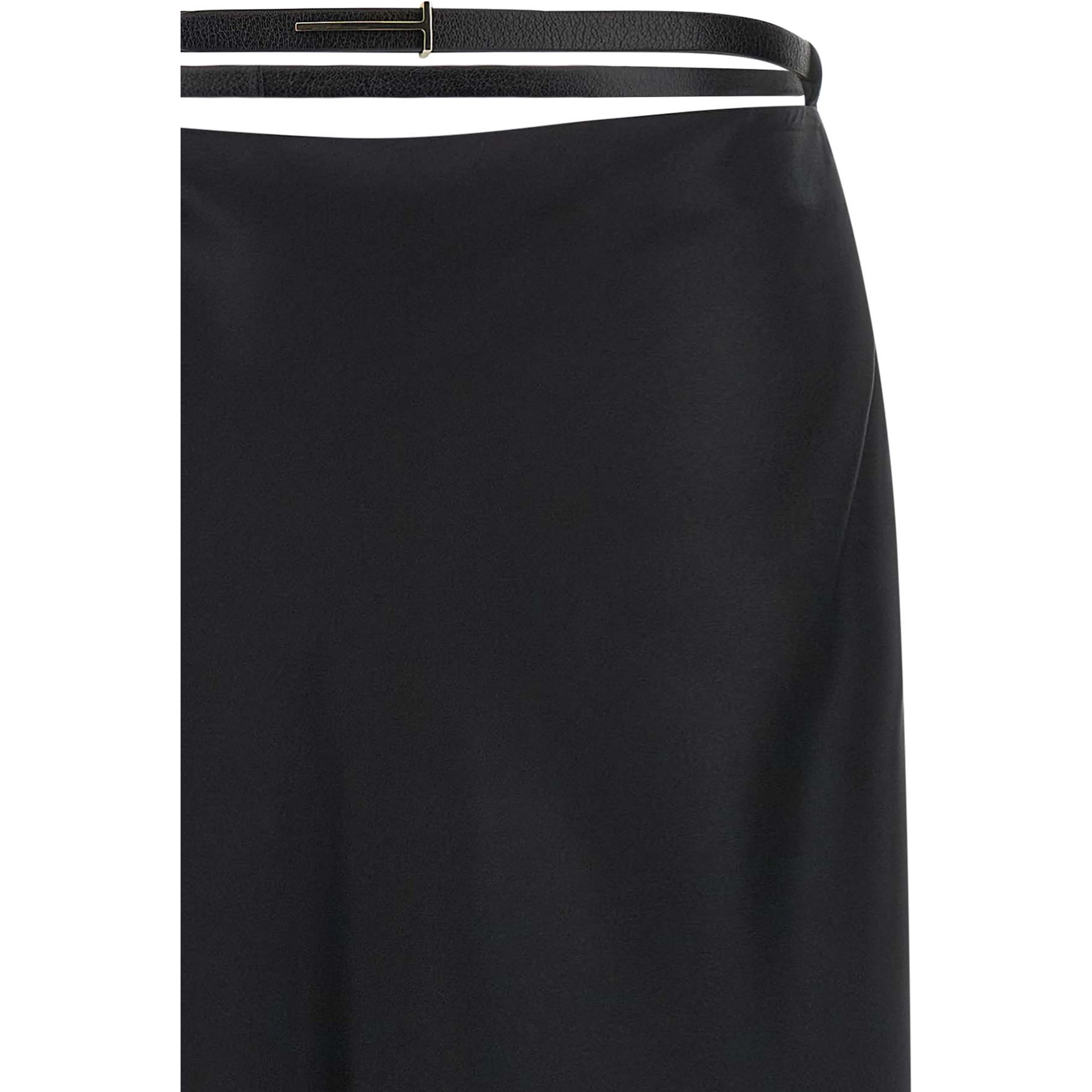 Black Silk Midi Skirt
