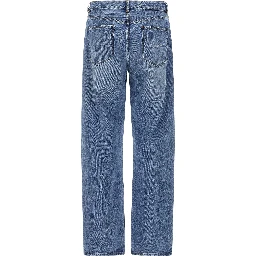 Blue Cotton Straight-Leg Jeans