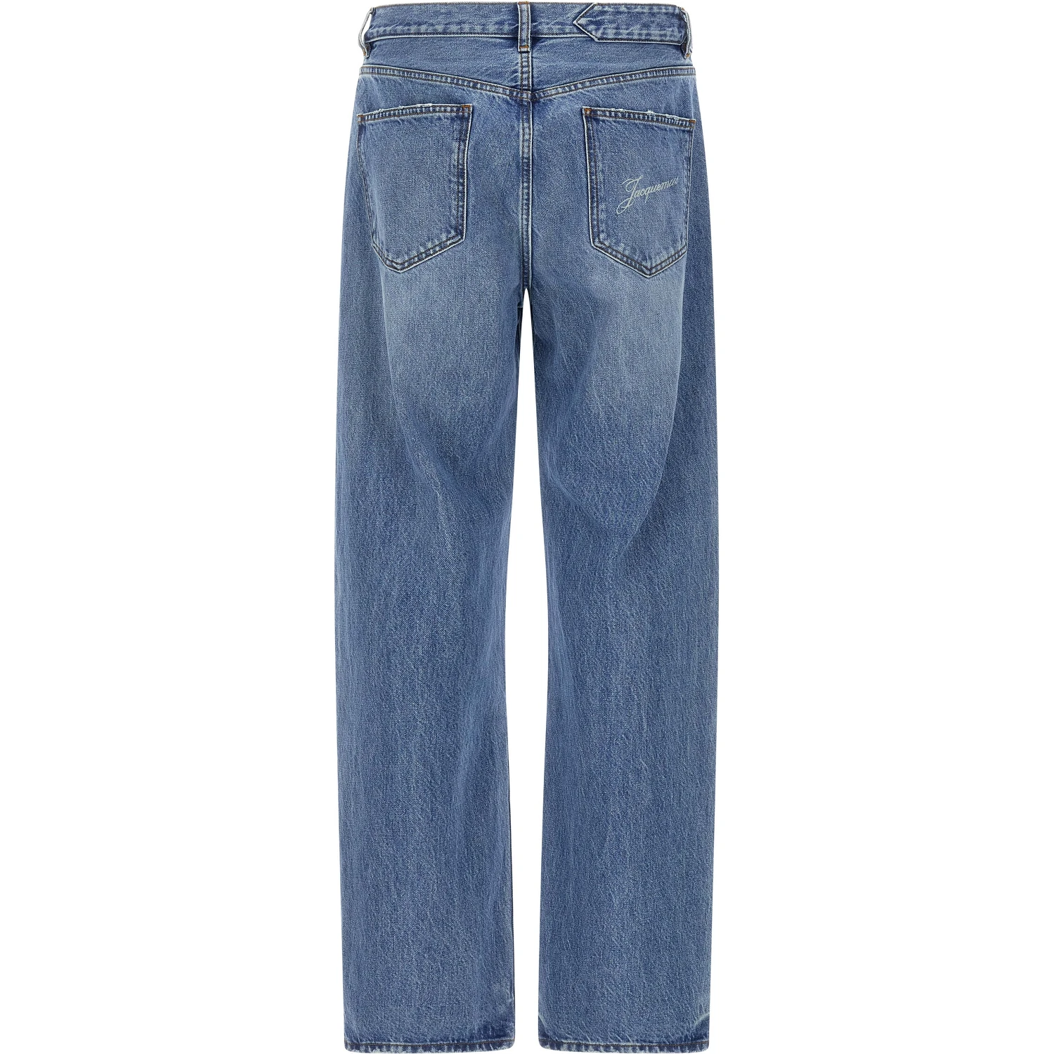 Blue Cotton Straight-Leg Jeans