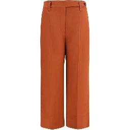 Brown Viscose Casual Pants