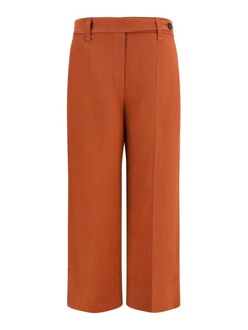 Brown Viscose Casual Pants