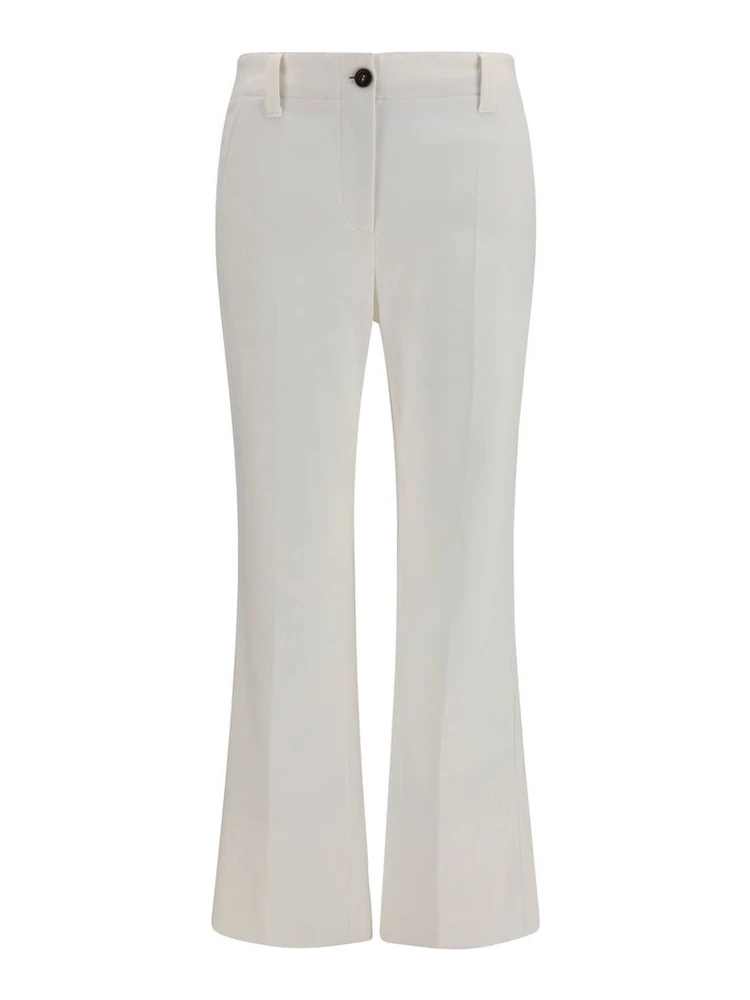 White Cotton Flared Pants
