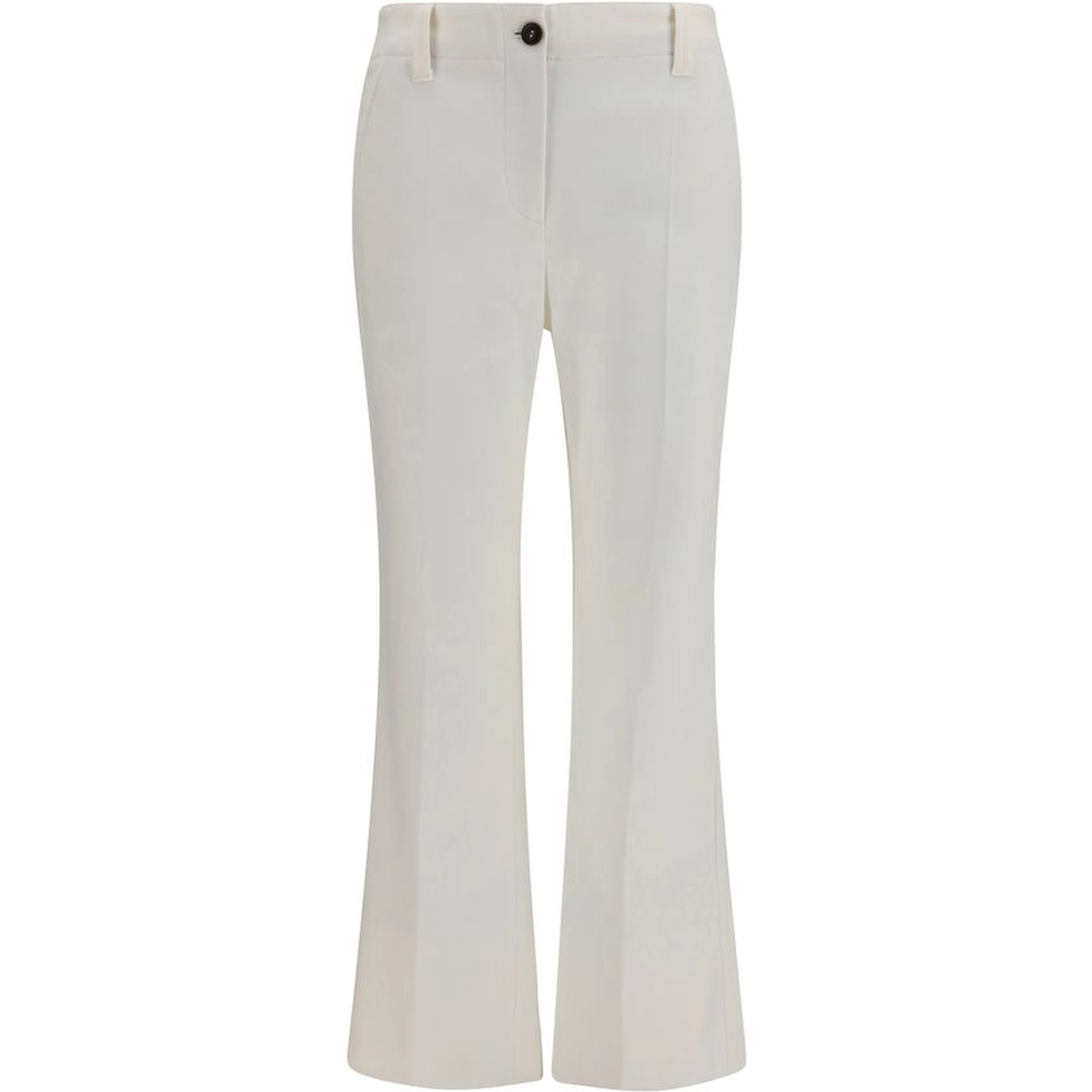White Cotton Flared Pants