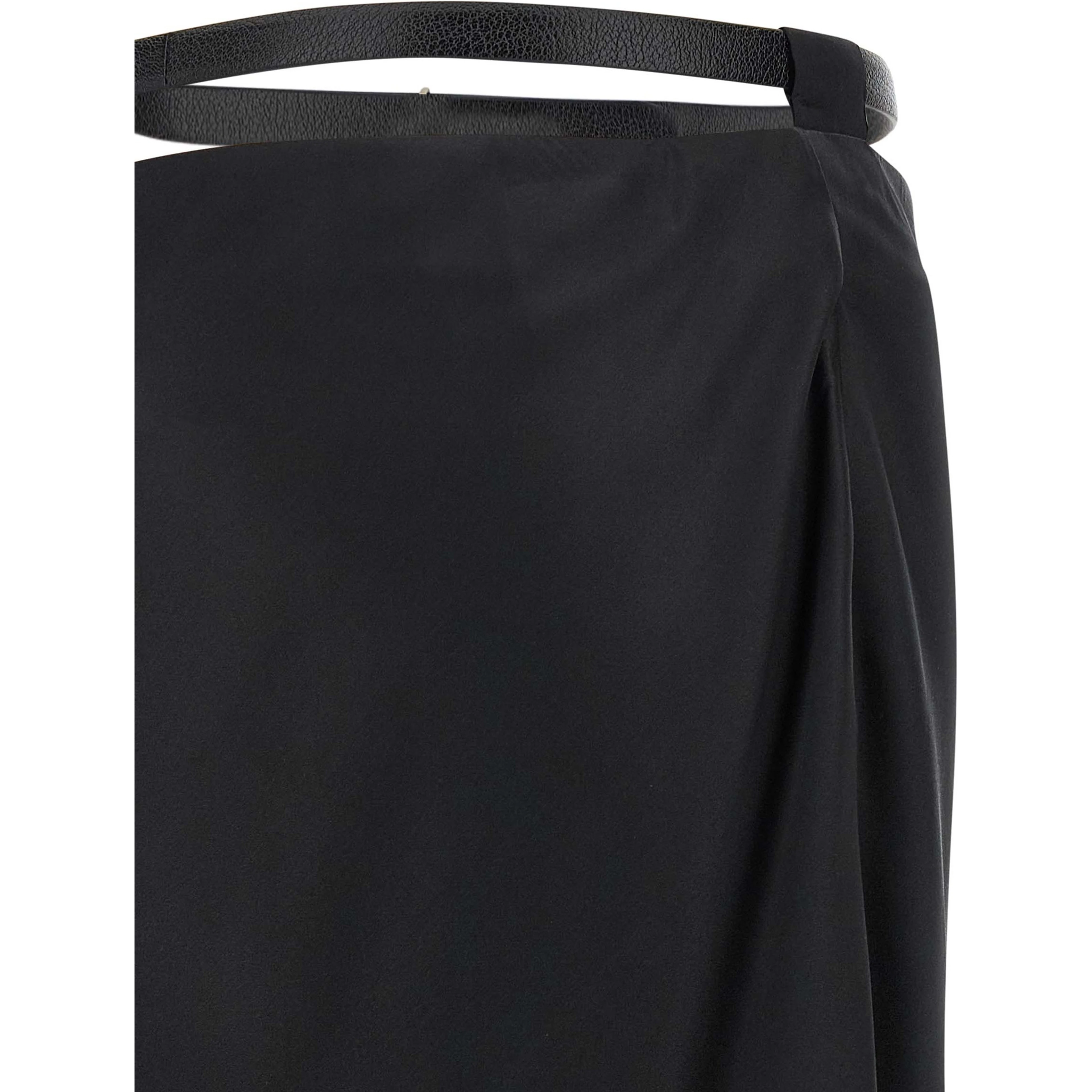 Black Silk Midi Skirt