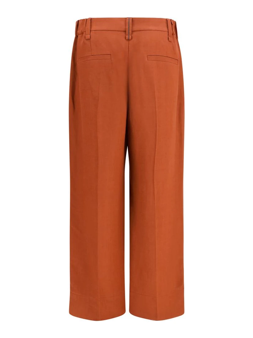 Brown Viscose Casual Pants