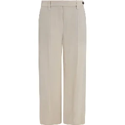 Beige Viscose Casual Pants