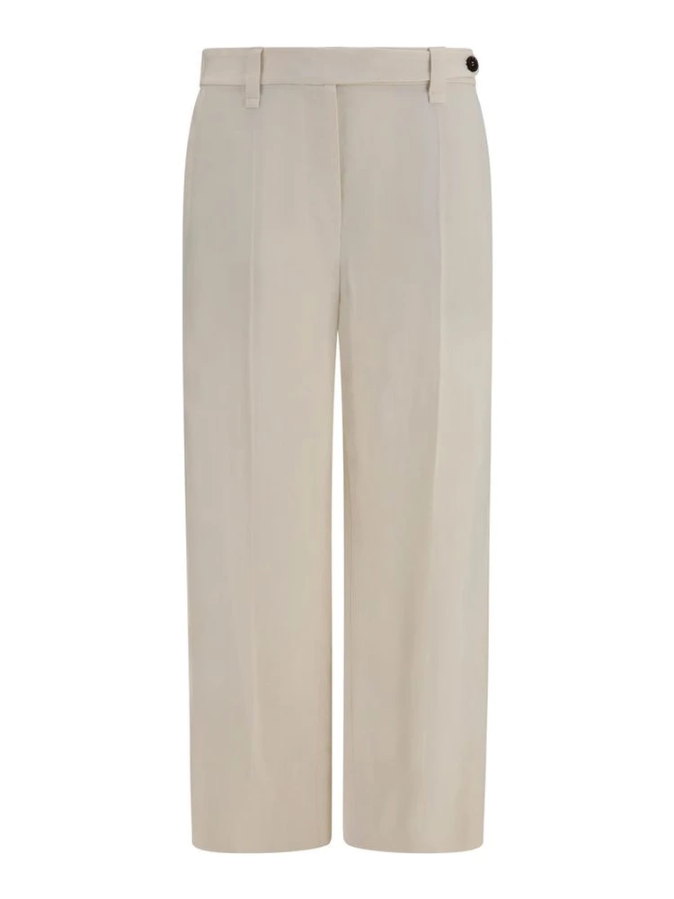 Beige Viscose Casual Pants