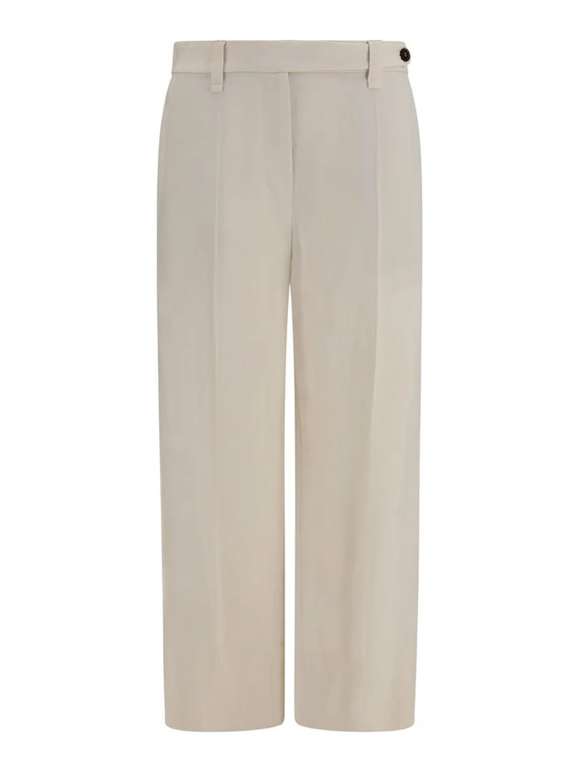 Beige Viscose Casual Pants