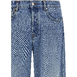 Blue Cotton Straight-Leg Jeans