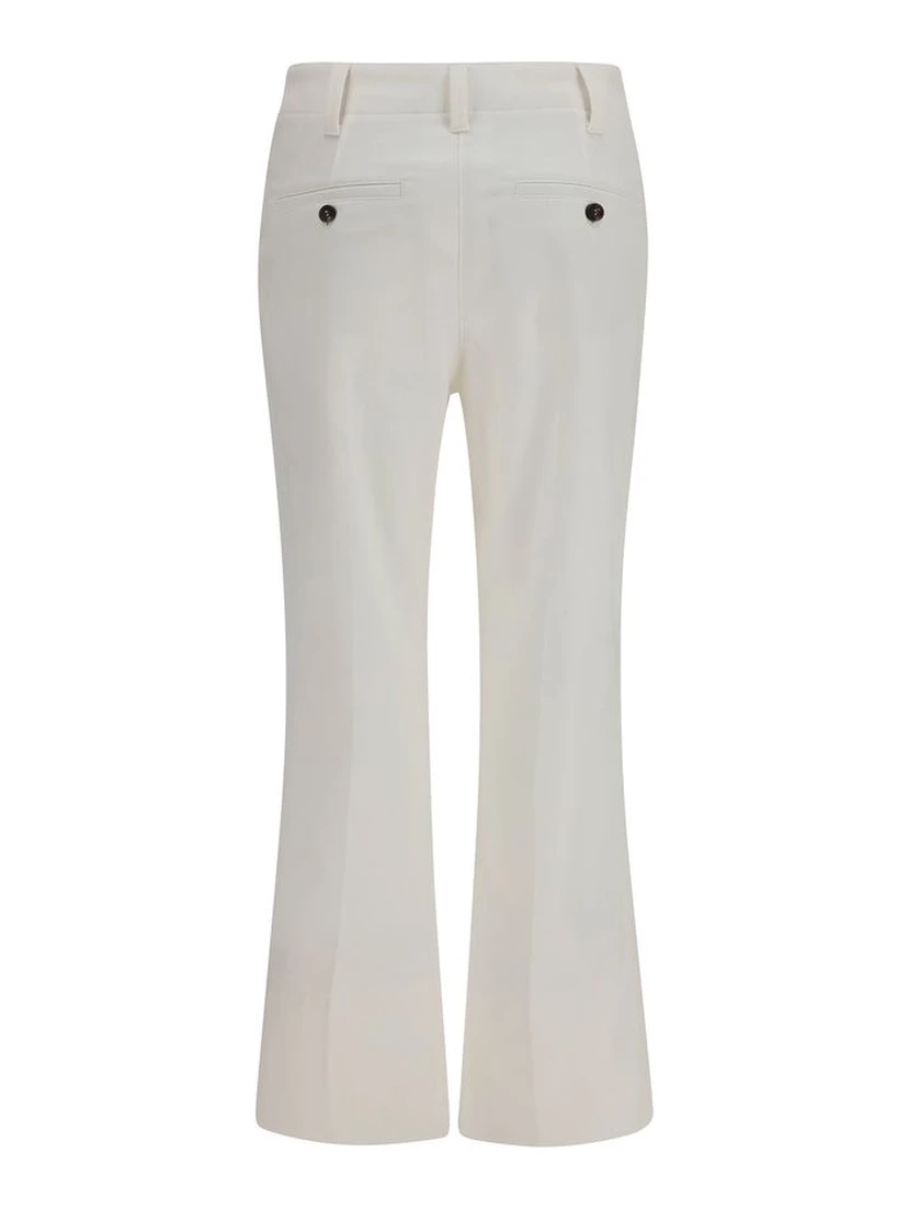 White Cotton Flared Pants