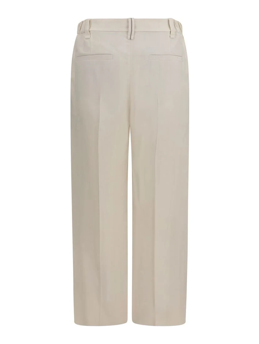Beige Viscose Casual Pants