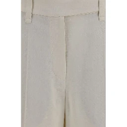 Beige Viscose Casual Pants