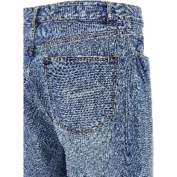 Blue Cotton Straight-Leg Jeans