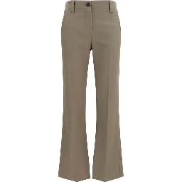 Brown Cotton Flared Pants
