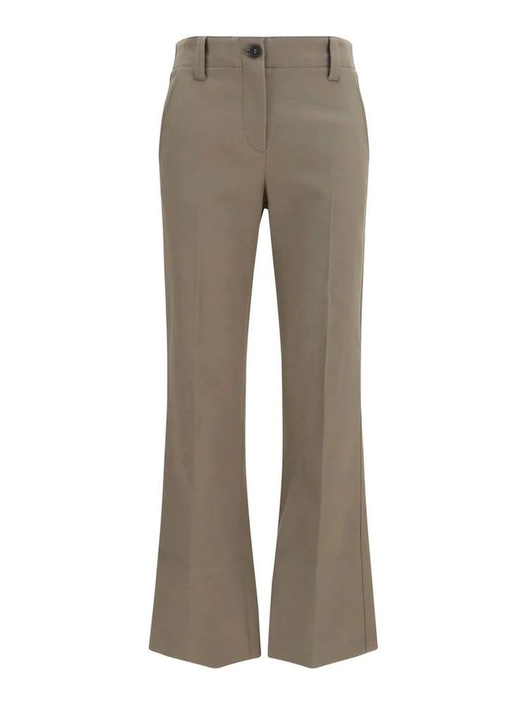 Brown Cotton Flared Pants