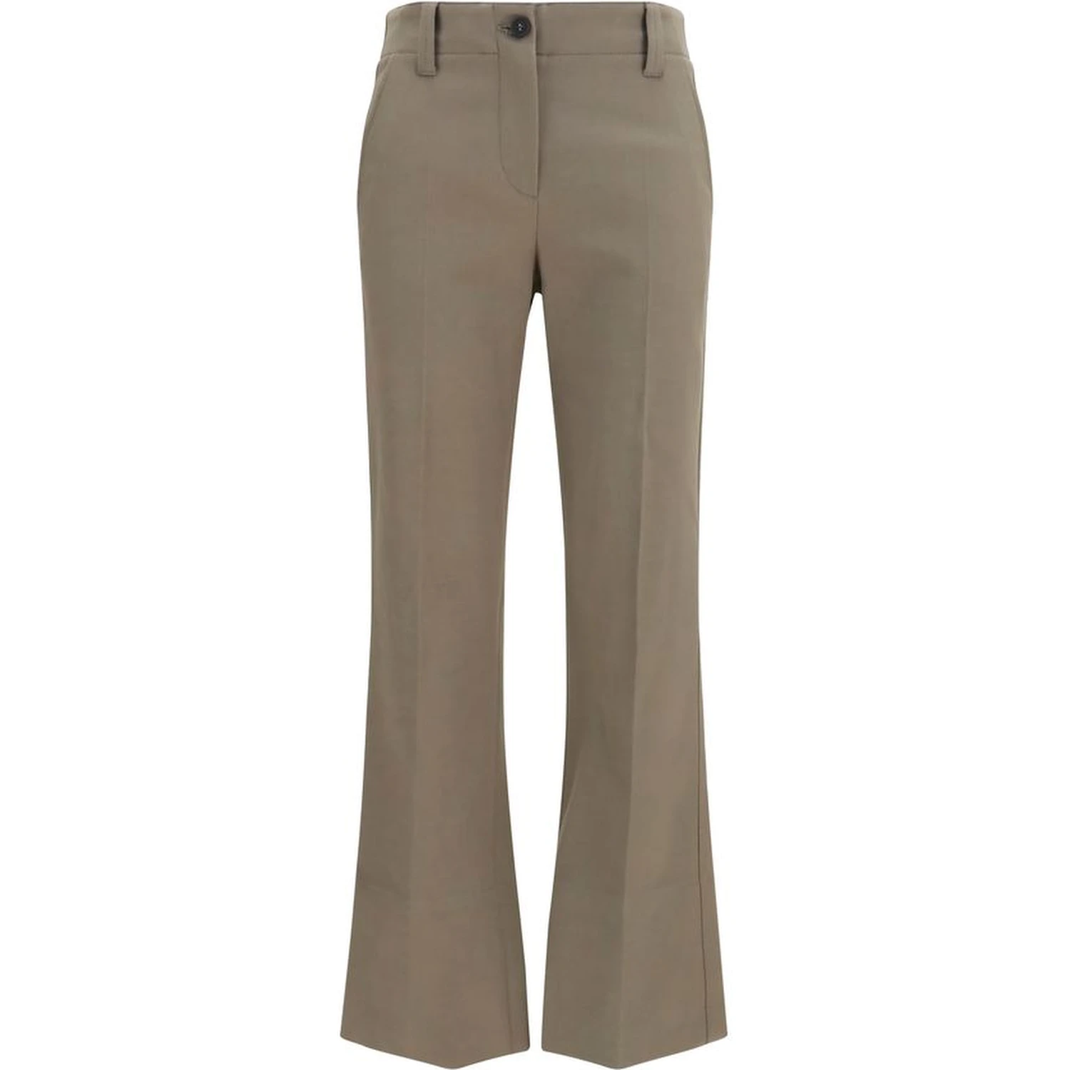 Brown Cotton Flared Pants