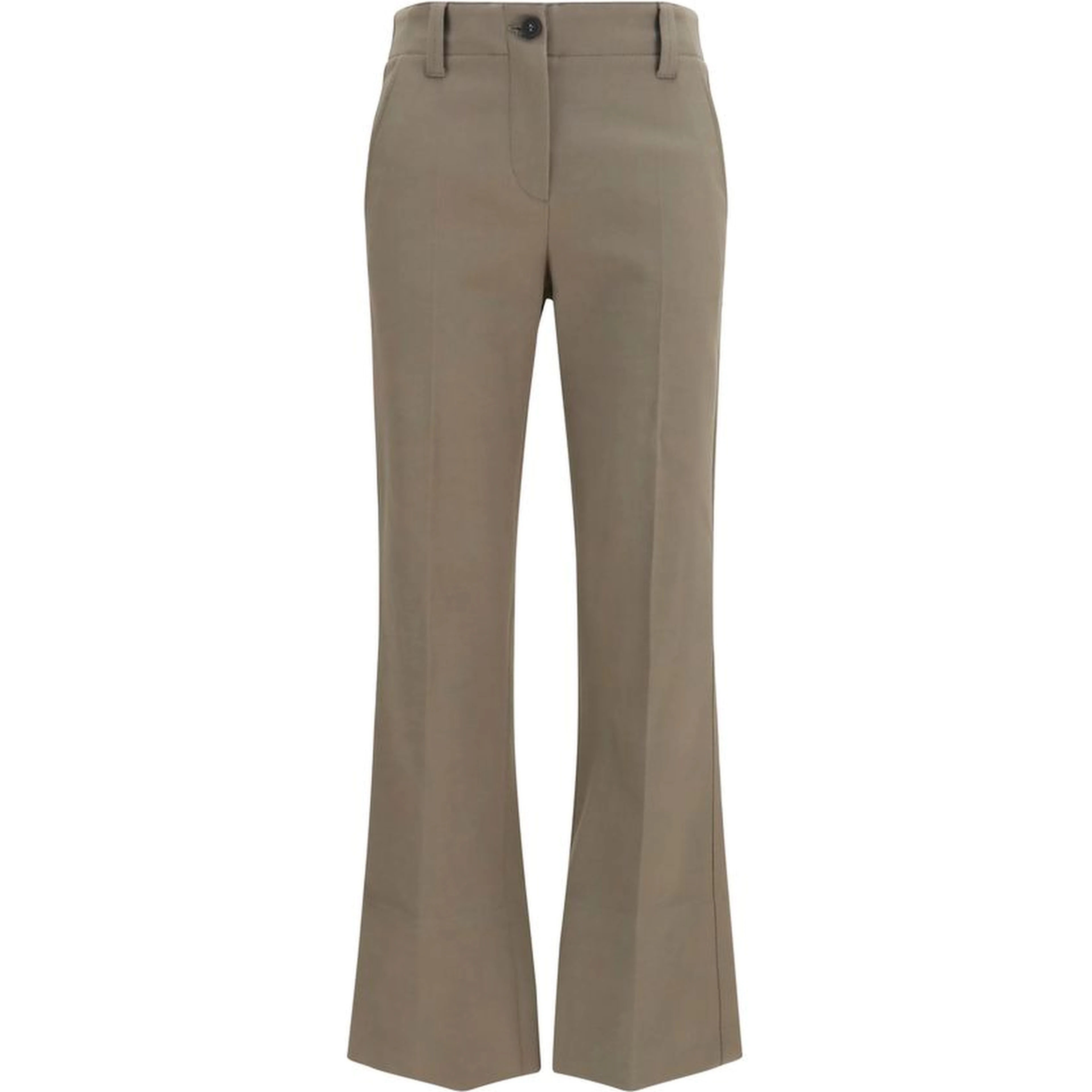 Brown Cotton Flared Pants