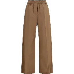Brown Cotton Casual Pants