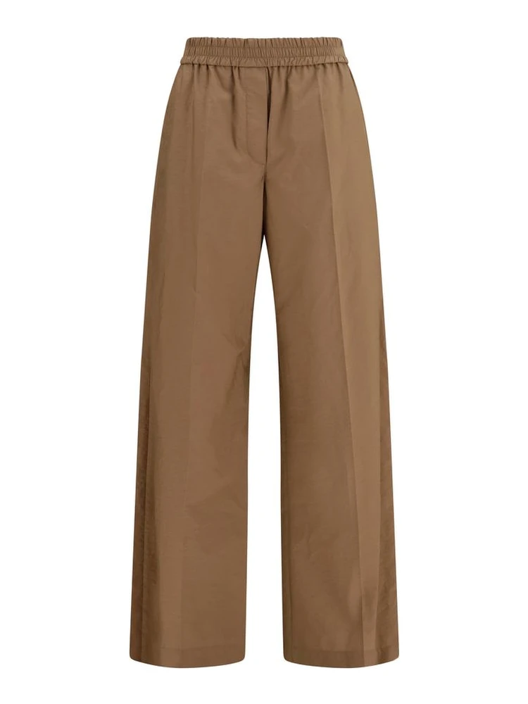 Brown Cotton Casual Pants