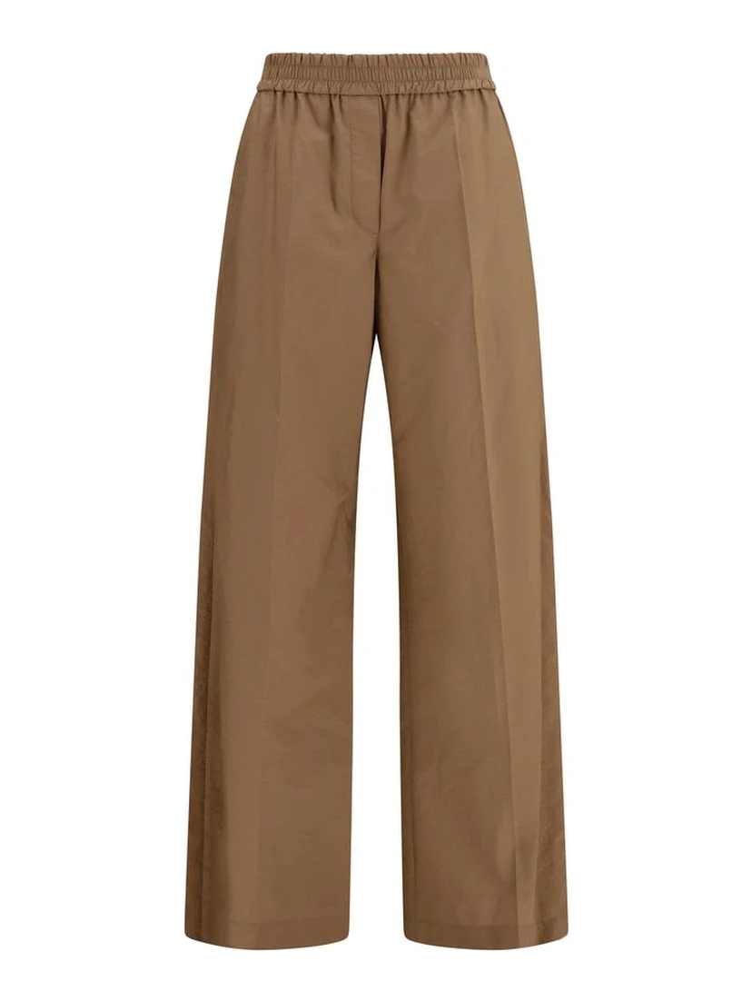 Brown Cotton Casual Pants