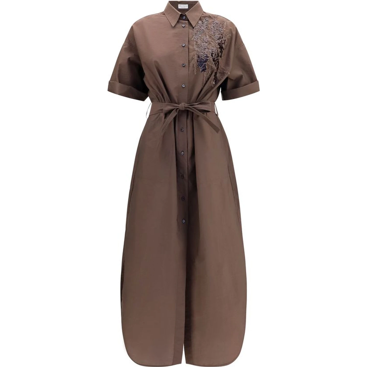 Brown Cotton Casual Dress