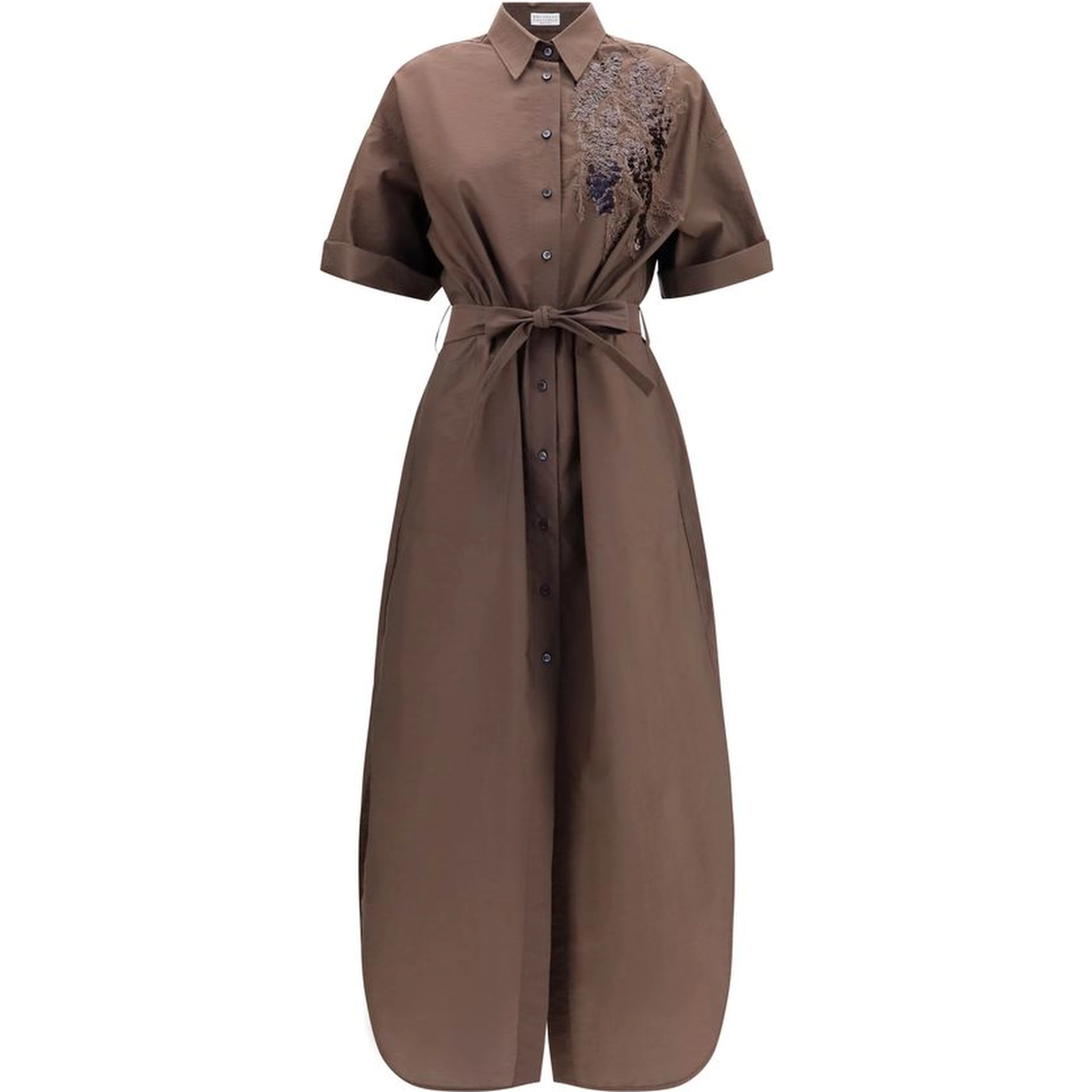 Brown Cotton Casual Dress