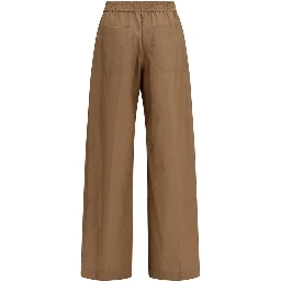 Brown Cotton Casual Pants