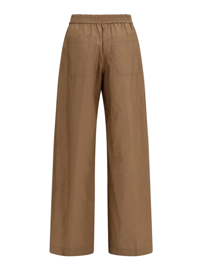 Brown Cotton Casual Pants