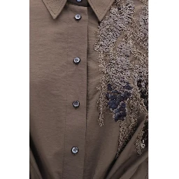 Brown Cotton Casual Dress